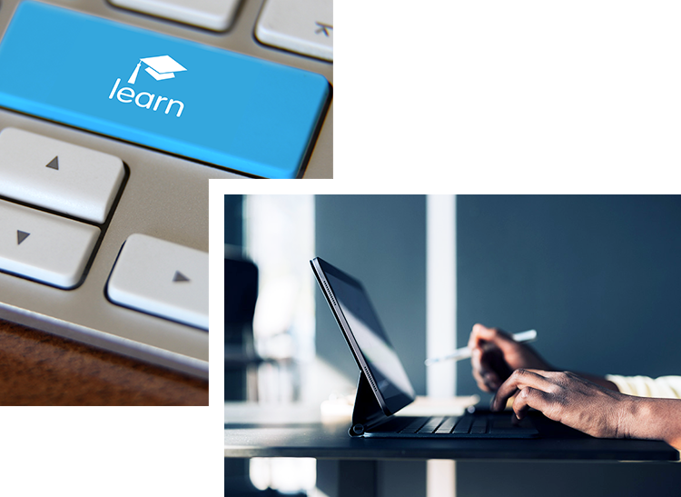 Image with keyboard depicting online learning Image with keyboard depicting online learning